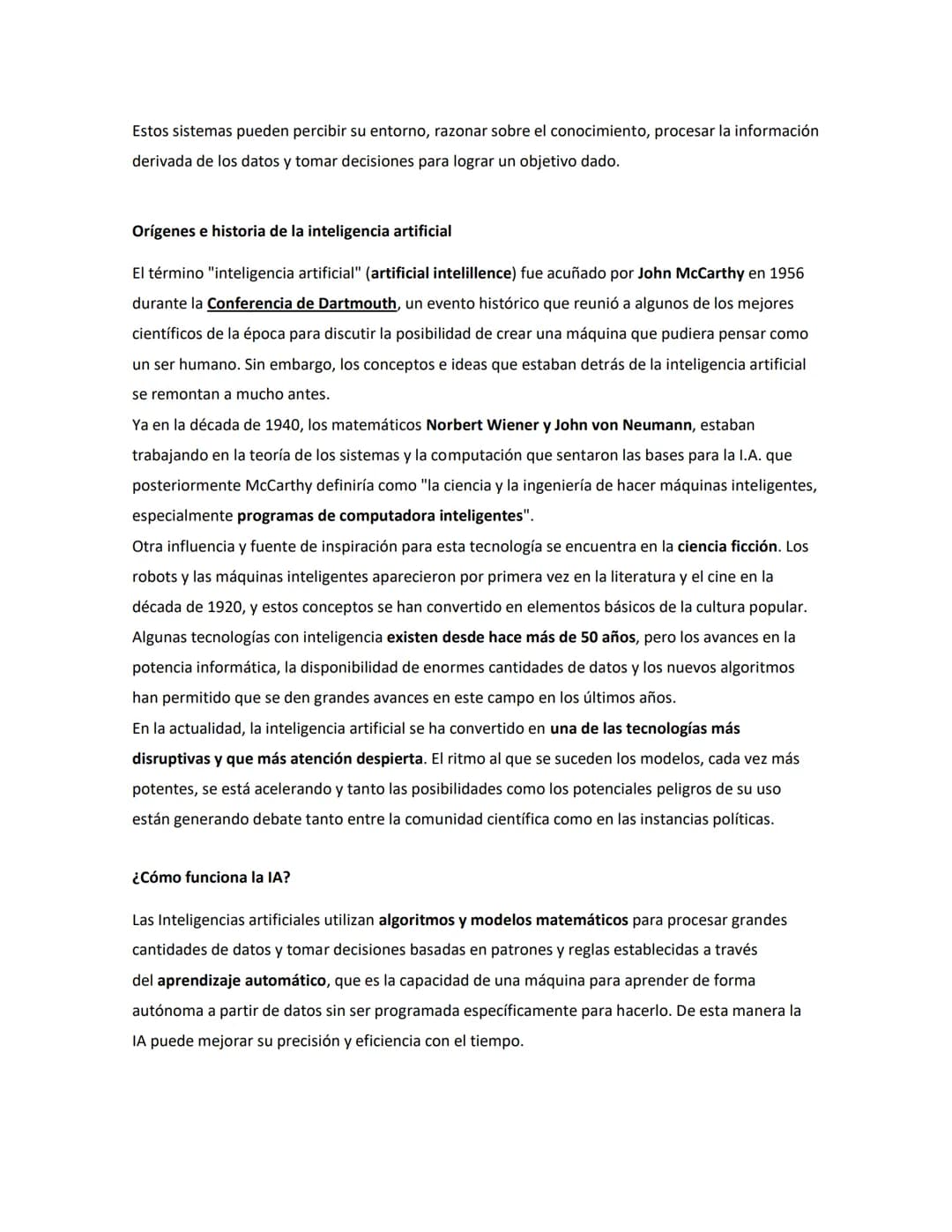 # ¿Qué es la Inteligencia Artificial?¹

La Inteligencia Artificial (IA), al igual que la humana, es un concepto complejo de definir. Aún no
