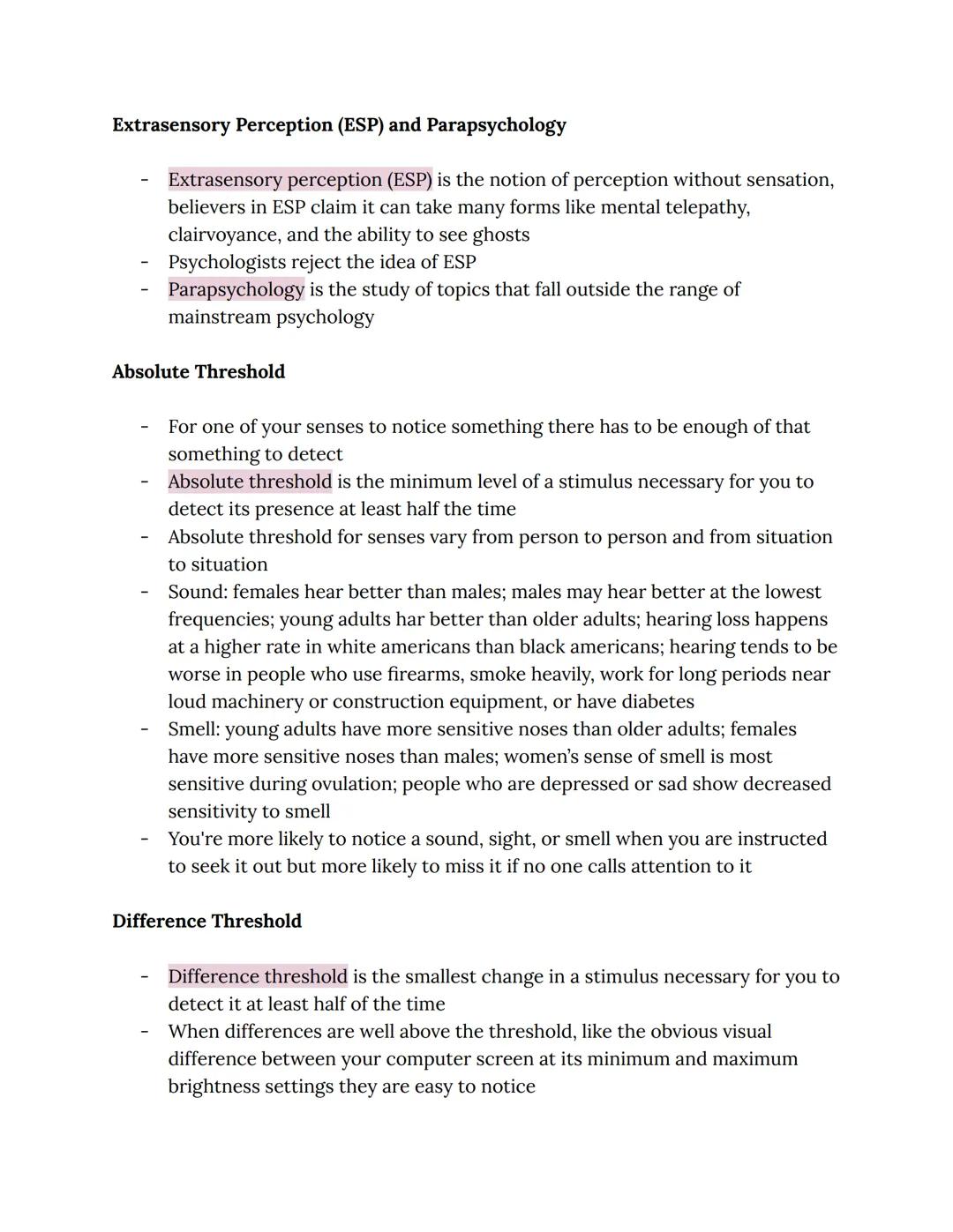 # Chapter 3: Sensation and Perception

Sensation vs. Perception

Sensation
- Sensation is the ability of your sensory organs to pick up ener