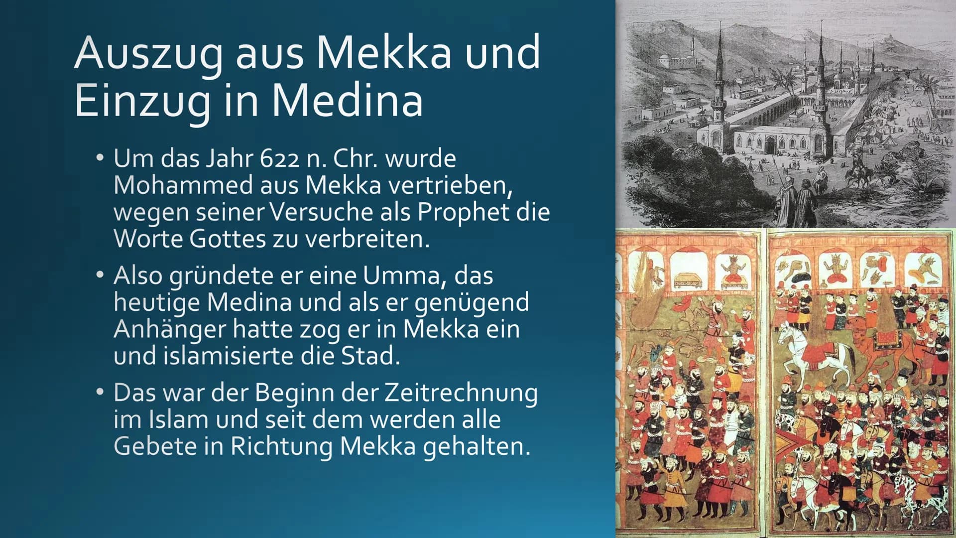 DER PROPHET
MOHAMMED # Mohammeds Geburt

Mohammed wurde ca. um 570. n. Chr. in
Mekka Geboren, seine Familie gehörte
zum Stamm der Kuraisch, 