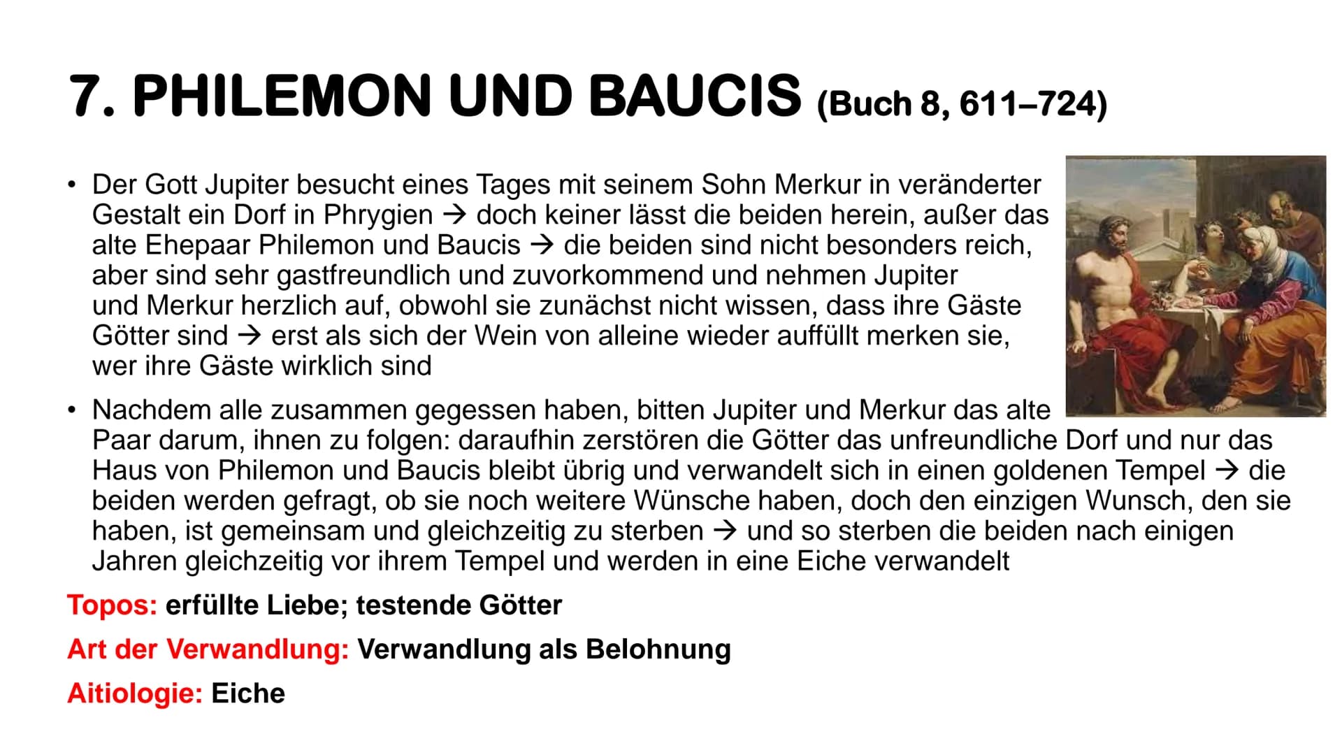 # Überblick zu ein paar

ausgewählten

Metamorphosen (von Ovid) # DEFINITION WICHTIGER BEGRIFFE

*   Aitiologie
= eine Erzählung, die den Ur