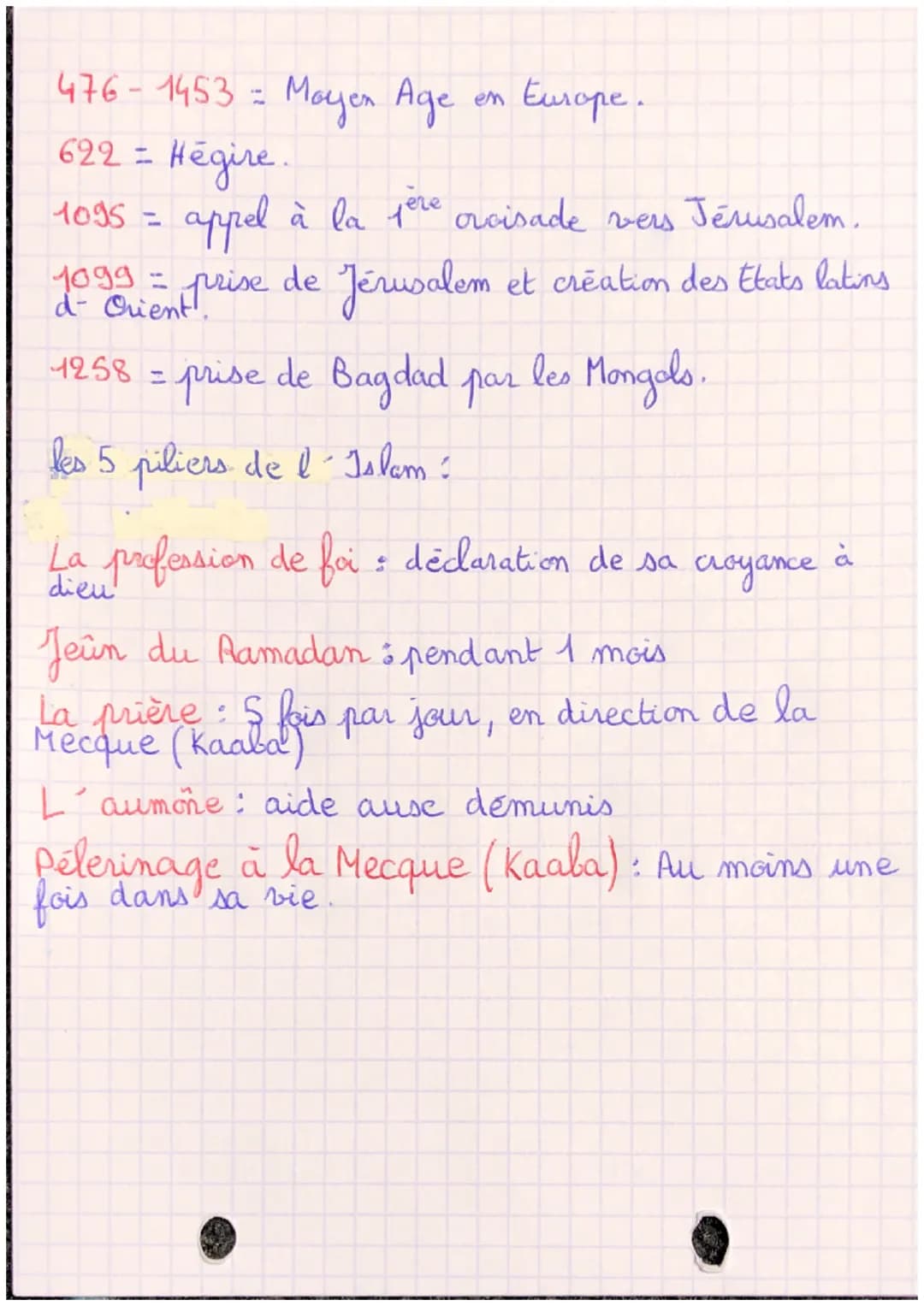 5

Hitoire Géo H2

Islam: religion monotheiste des musulmans qui
croient en allah.

musulman: croyant de l'Islam

arabes: descendants de la 