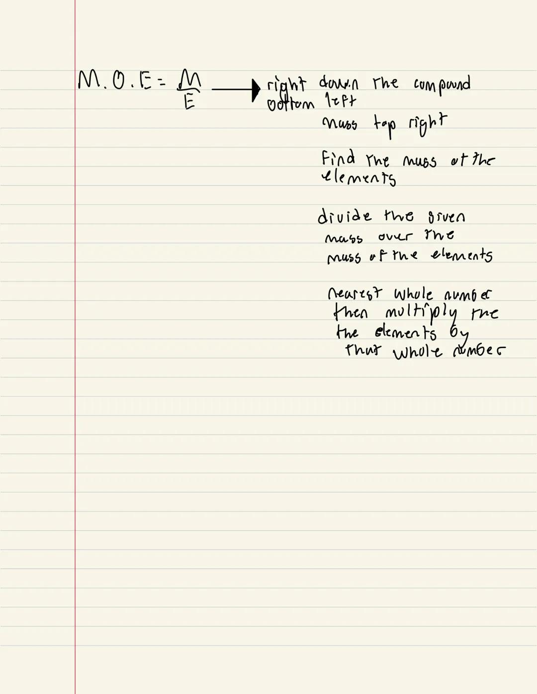 I mole

= important
• mass CG.F.M Key words: Mass, grams

step one: find the mass of all of the elements in the
cavation

step two: plug tha