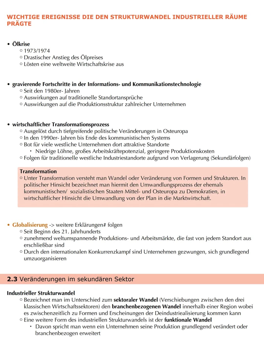 # Bedeutungswandel von Standortfaktoren

2) Entstehung und Strukturwandel industriell geprägter Räume

2.1 Hauptphasen der industruiellen En