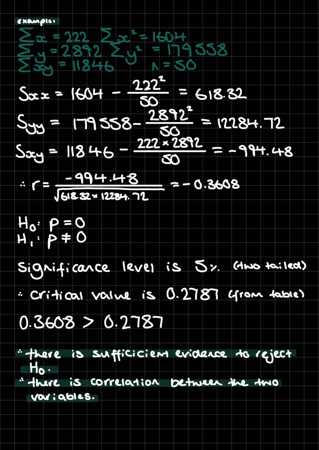 the relationship between two
Sets of data.

$\Sigma$(x−$\bar{x}$) = $S_{cox}$ (variances
$\Sigma$(x-$\bar{x}$)(y-$\bar{y}$) = $S_{ocy}$ cova