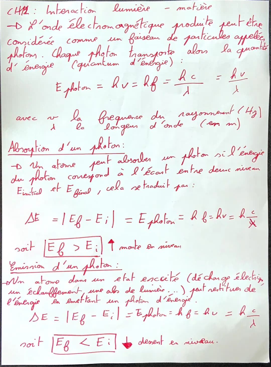 CH12: Interaction lumière - matière

→ L'onde électromagnétique produite peut être
considérée comme un faisean de particules appelée,
photom
