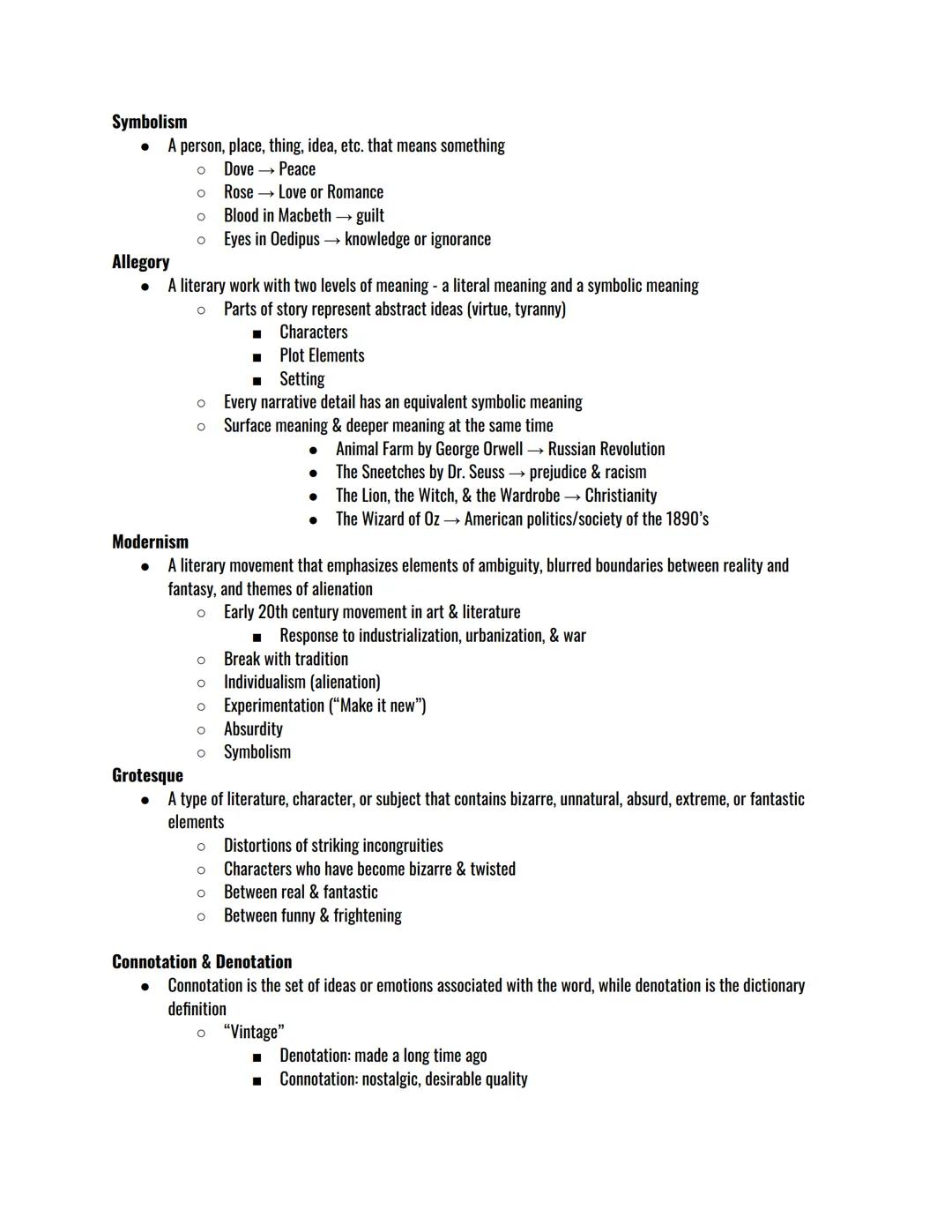 Bella Nesci
World Lit Notes

# Literary Devices
9.16.20

## Theme:
- central message or insight revealed through a literary work
    - Good 