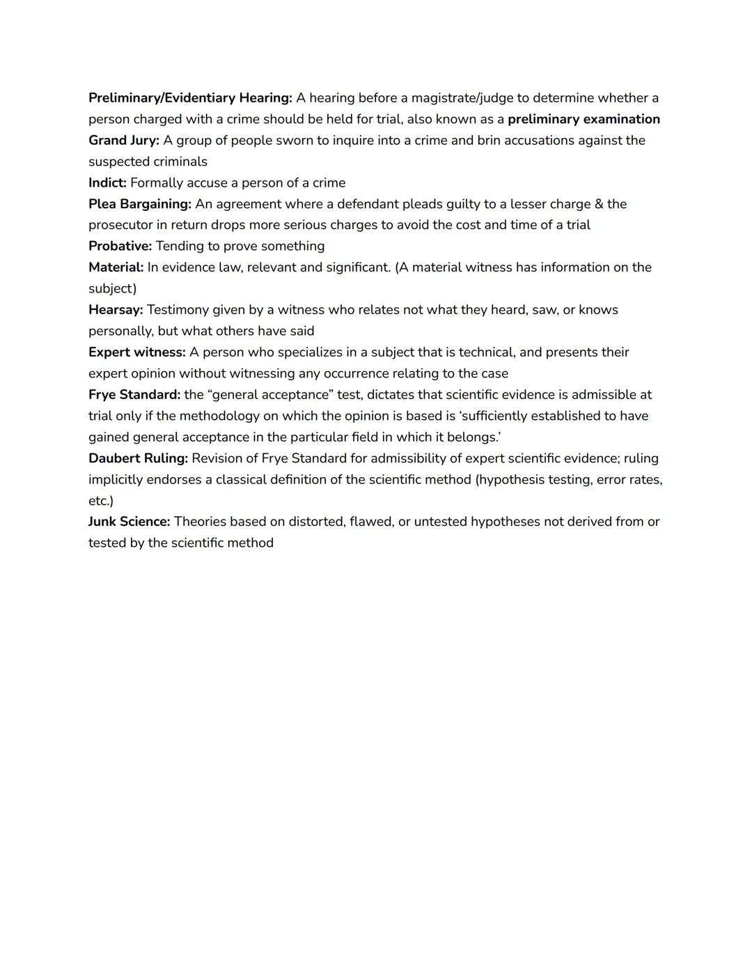 # Forensics Chapter One Vocab

Criminalists: Examination of physical evidence

Evidence: Anything that tends to establish or disprove a fact