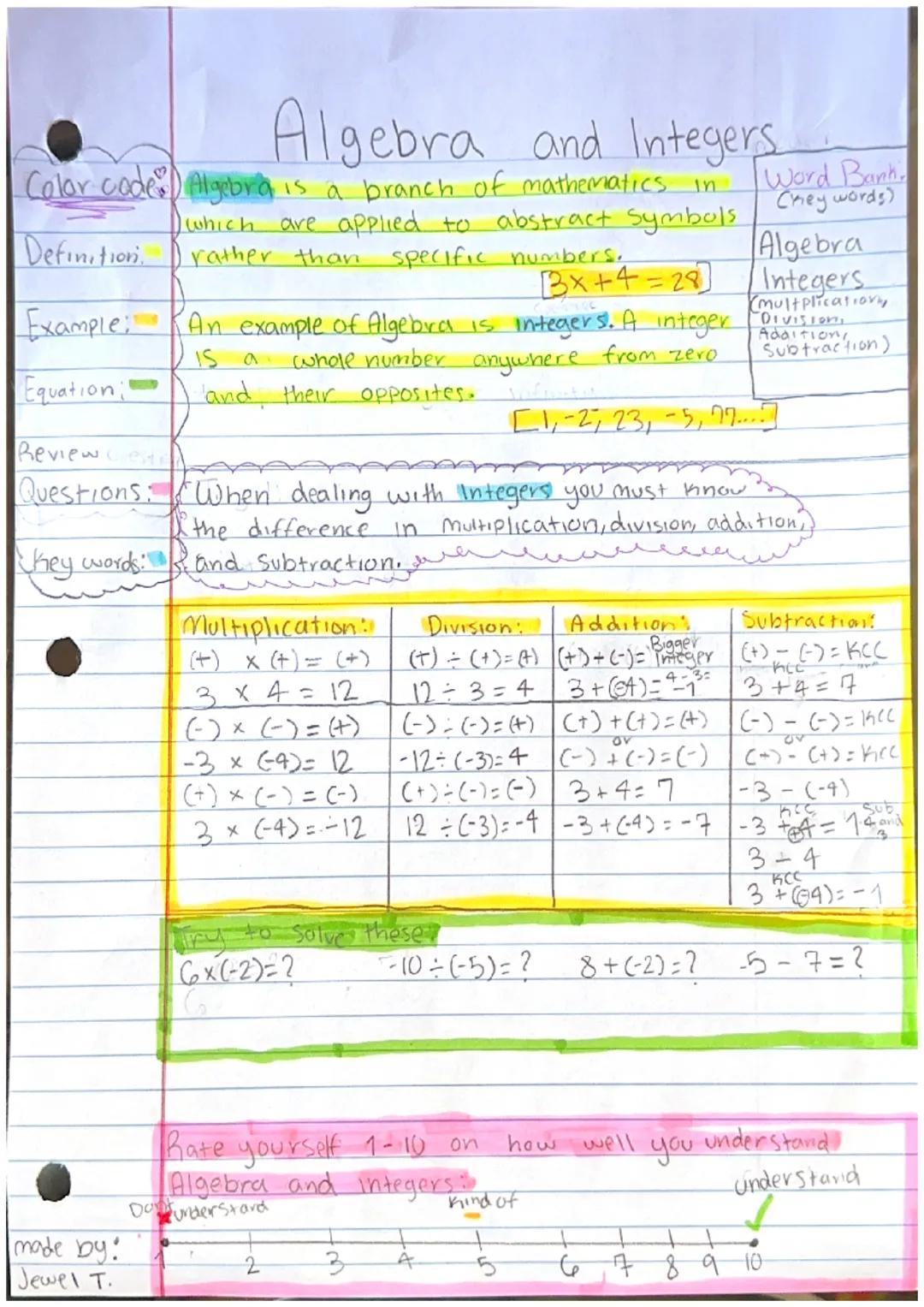 # Algebra and Integers

Color code Algebra is a branch of mathematics in
(which are applied to abstract symbols.
Definition. rather than spe