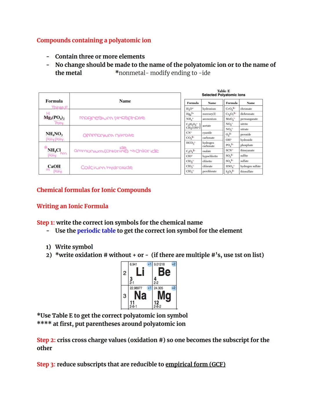 # Chemistry Formulas and Moles Review Sheet

Chemical formulas are used to represent the compositions of elements and
compounds (pure substa