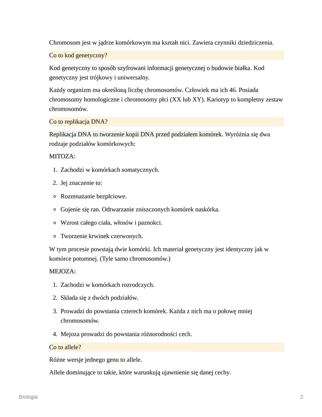 # Biologia

Czym jest genetyka?

Genetyka to nauka o genach, dziedziczeniu i zmienności organizmów. Dziedziczenie to
przekazywanie cech poto