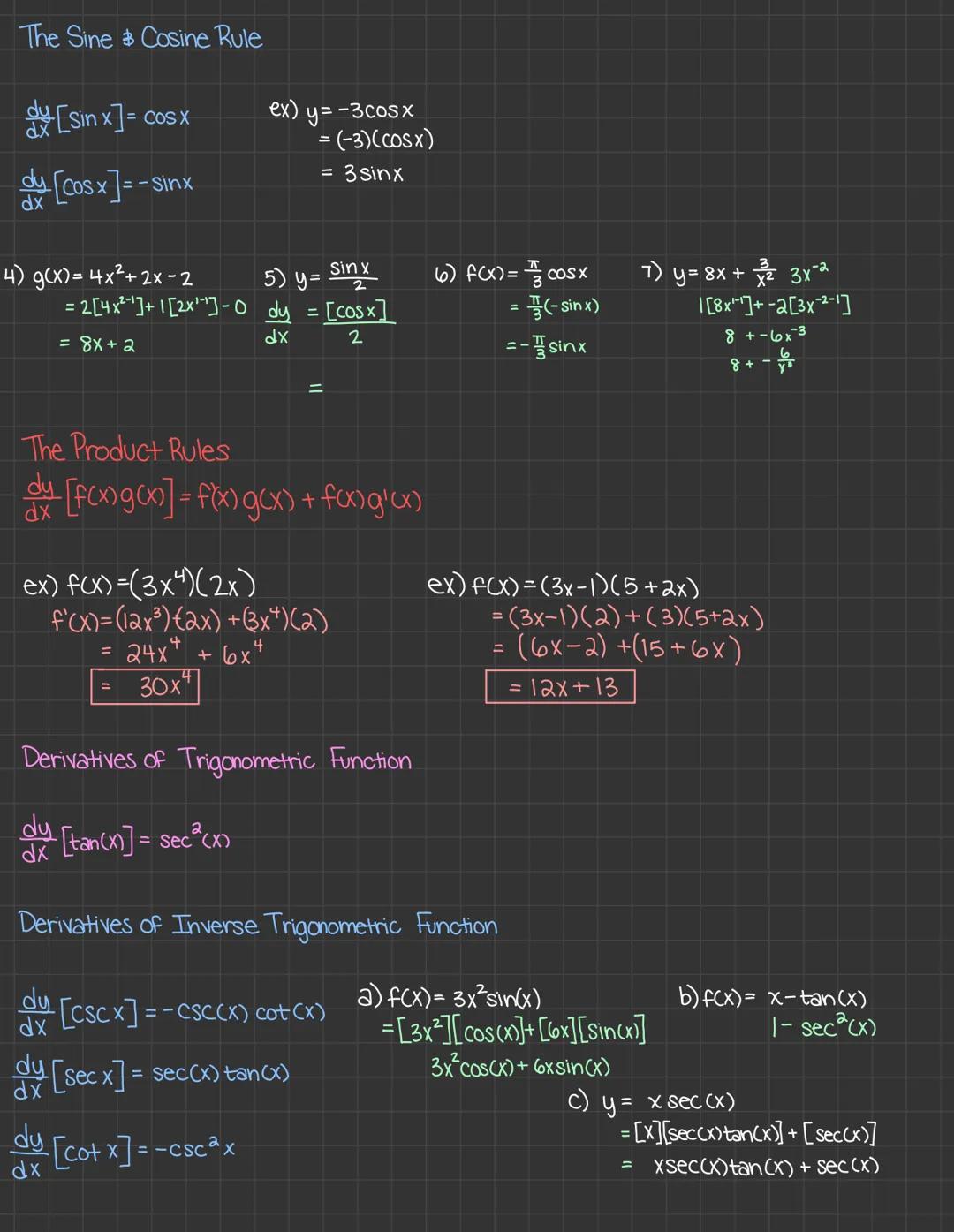 5) f(x)=$\sqrt{x}$+4 $\rightarrow$ (x+4)$^{1/2}$$\rightarrow$ $^{1/2}$(x+4)$^{-1/2}$$\rightarrow$ $^{1/2}$$\frac{1}{2\sqrt{x}}$+4

Lesson 2.