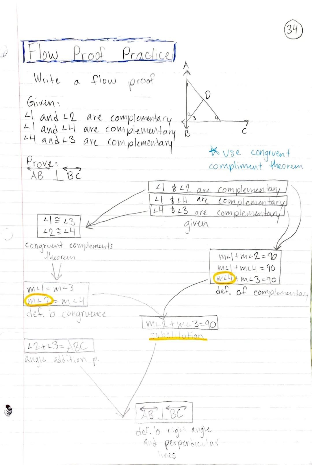 # Flow Proof Practice

Write a flow proof

Given:

4 and 12 are complementary
1 and 24 ave complementary
24 and 13 are complementary"

Prove