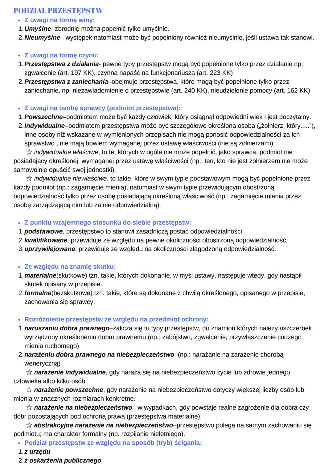 # PRAWO KARNE

## Zasady Prawa Karnego

- zasada Odpowiedzialności karnej za czyn- jednostka ponosi ją za
popełnienie czynu zabronionego.

-