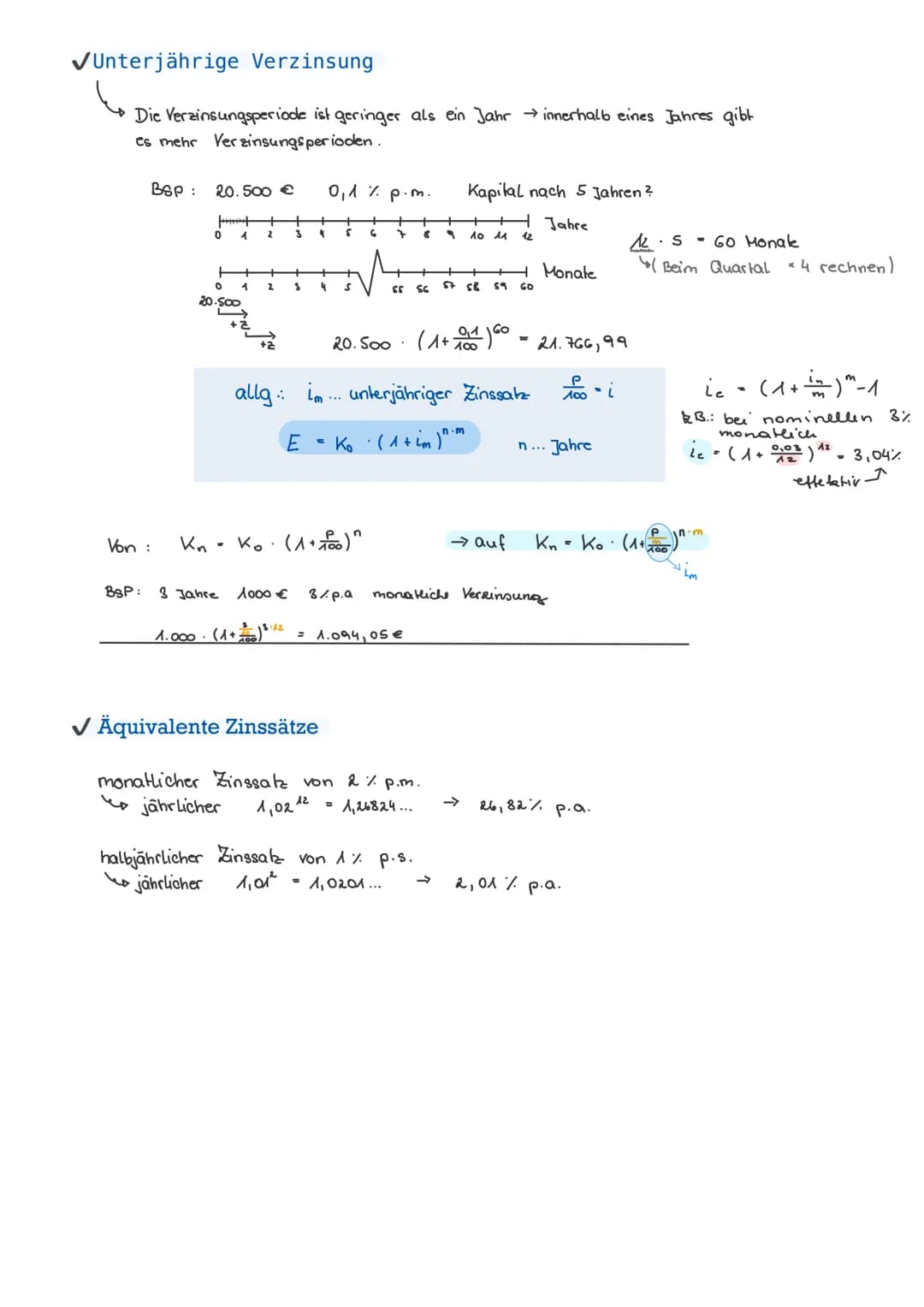 # FINANZMATHEMATIK

1. Zinsenrechnung

✓ Einfache Zinsen

$Z = K_0 \cdot \frac{p}{100}$

Zingen innerhalb eines Jahres

Ko... Anfangskapital