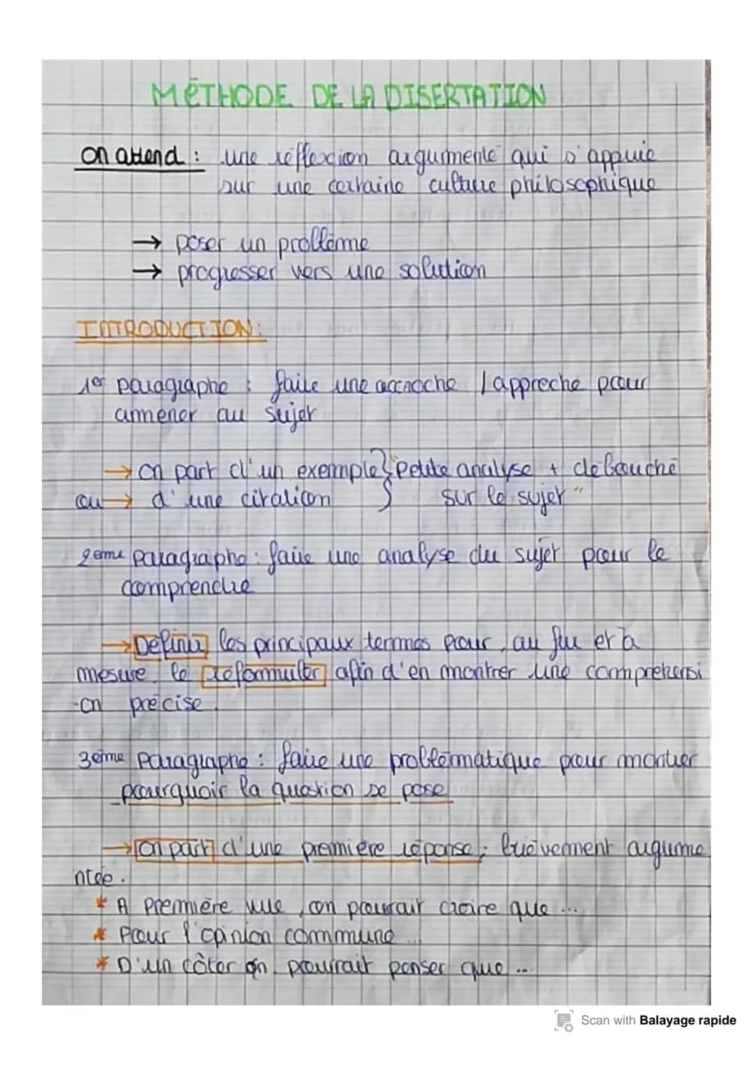 # METHODE DE LA DISERTATION

on attend: une reflexion argumente qui s'appuie
sur une certaine culture philosophique

→ poser un probleme
→ p
