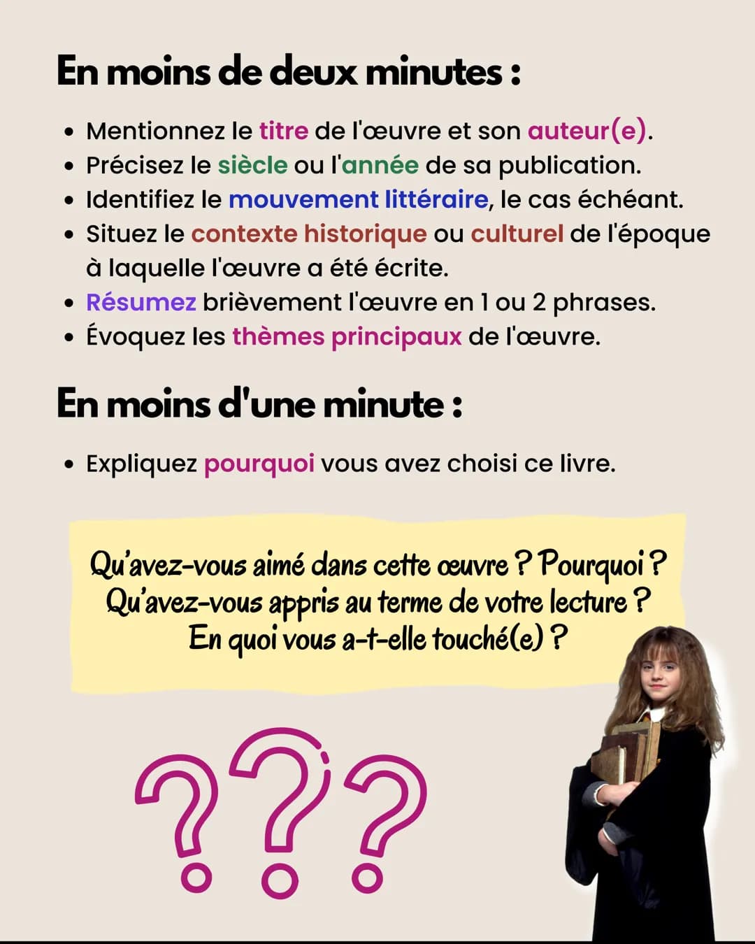 # RÉUSSIR

l'oral du bac

# DE FRANÇAIS # L'EXPOSÉ

Faites des fiches récapitulatives :

- Présentez brièvement l'auteur(e),
le contexte, l'