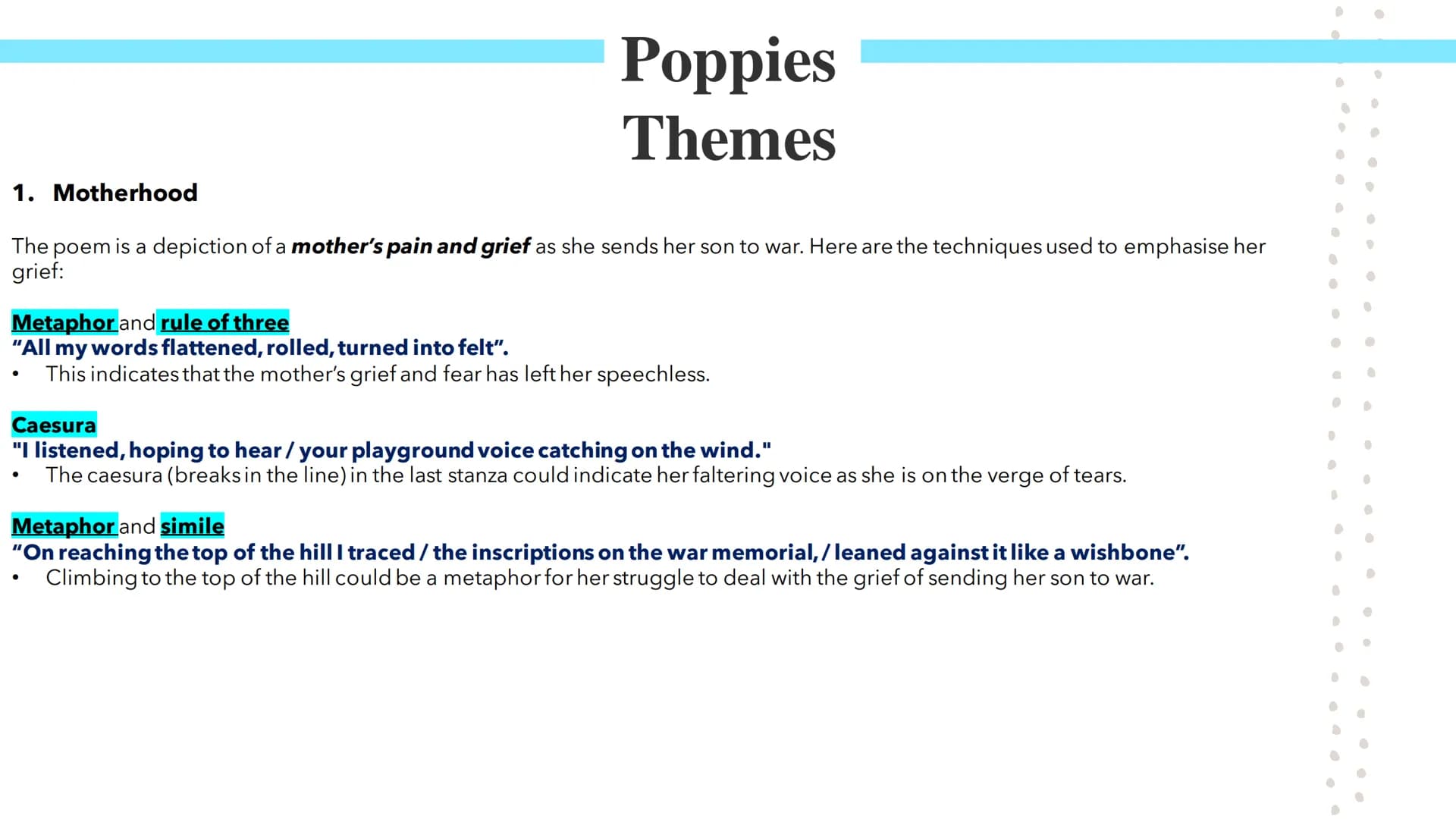 # Poppies

Poetry GCSEs # Poppies

Jane Weir wrote Poppies as a dramatic monologue, which is a form of poetry where an
imagined speaker addr