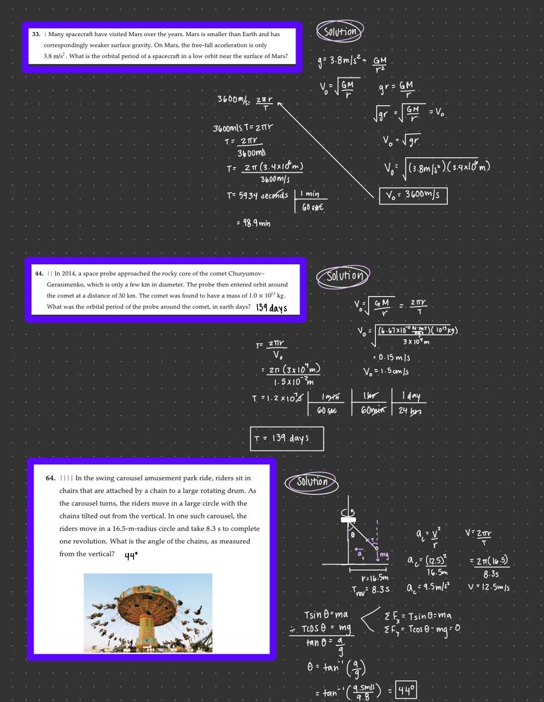 -Chapter(@

Banked TURN ex:

Circular Motion

V=Const.

CAR

(tives + Road)

EF=FFma

yn ymg mv

Vertical circular
MOTION:

v=$\sqrt{Mgr}$.
