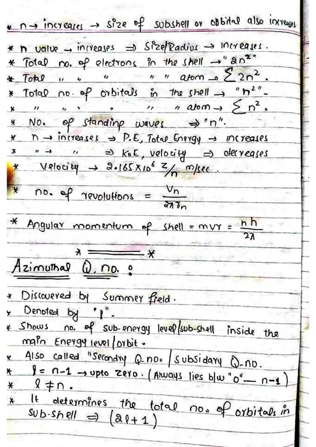 Quantum Numbers o

"Set of numerical values obtained from
with
Scherdanger equation, exception to spin Quantum
number that describes the det