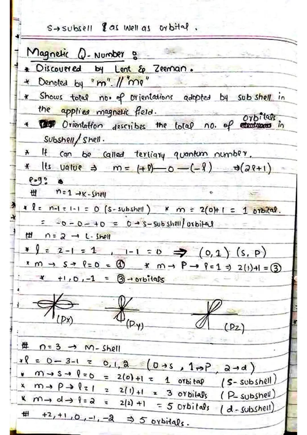 Quantum Numbers o

"Set of numerical values obtained from
with
Scherdanger equation, exception to spin Quantum
number that describes the det