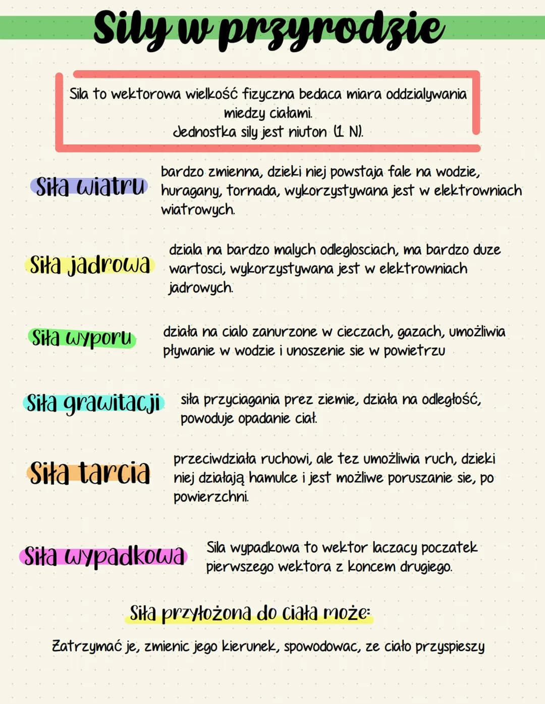 # Sily w przyrodzie

Sila to wektorowa wielkość fizyczna bedaca miara oddzialywania
miedzy ciałami.
Jednostka sily jest niuton (1 N).

bardz
