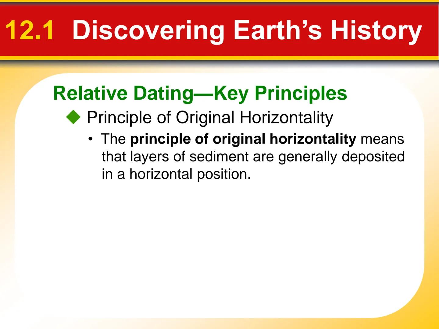 # Chapter

# 12 Geologic Time # 12.1 Discovering Earth's History

Rocks Record Earth History

*   Rocks record geological events and
changin