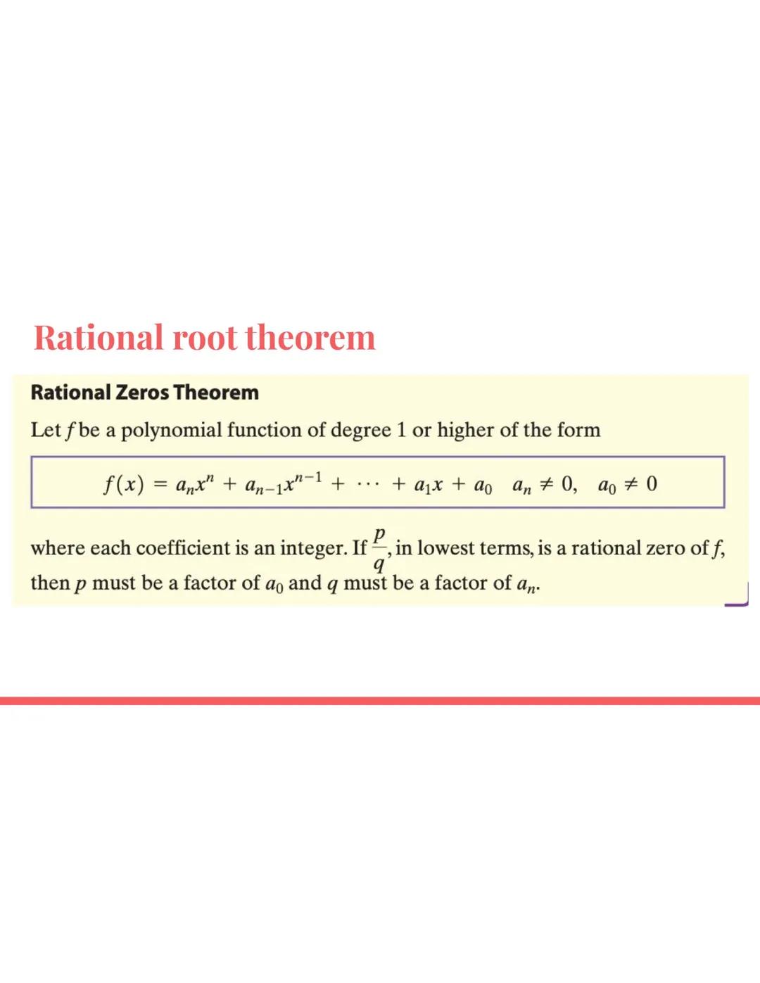 # Remainder theorem

If a polynomial function f(x) is divided by (x-c), then the remainder is f(c).

Find the remainder of:

1. x4 + 8x3 + 1