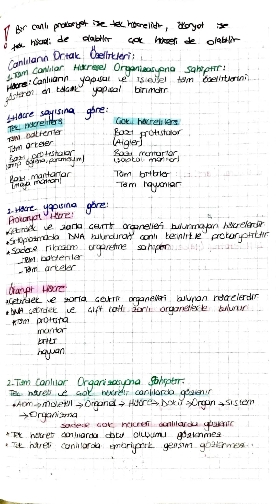 ! Bir canlı prokaryot ise tek hibarelidir, Koryot
O for hicrel: de dabin
ise
çok huereri de olabilir

Canlıların Ortak Ozellikleri:
1. Tum C