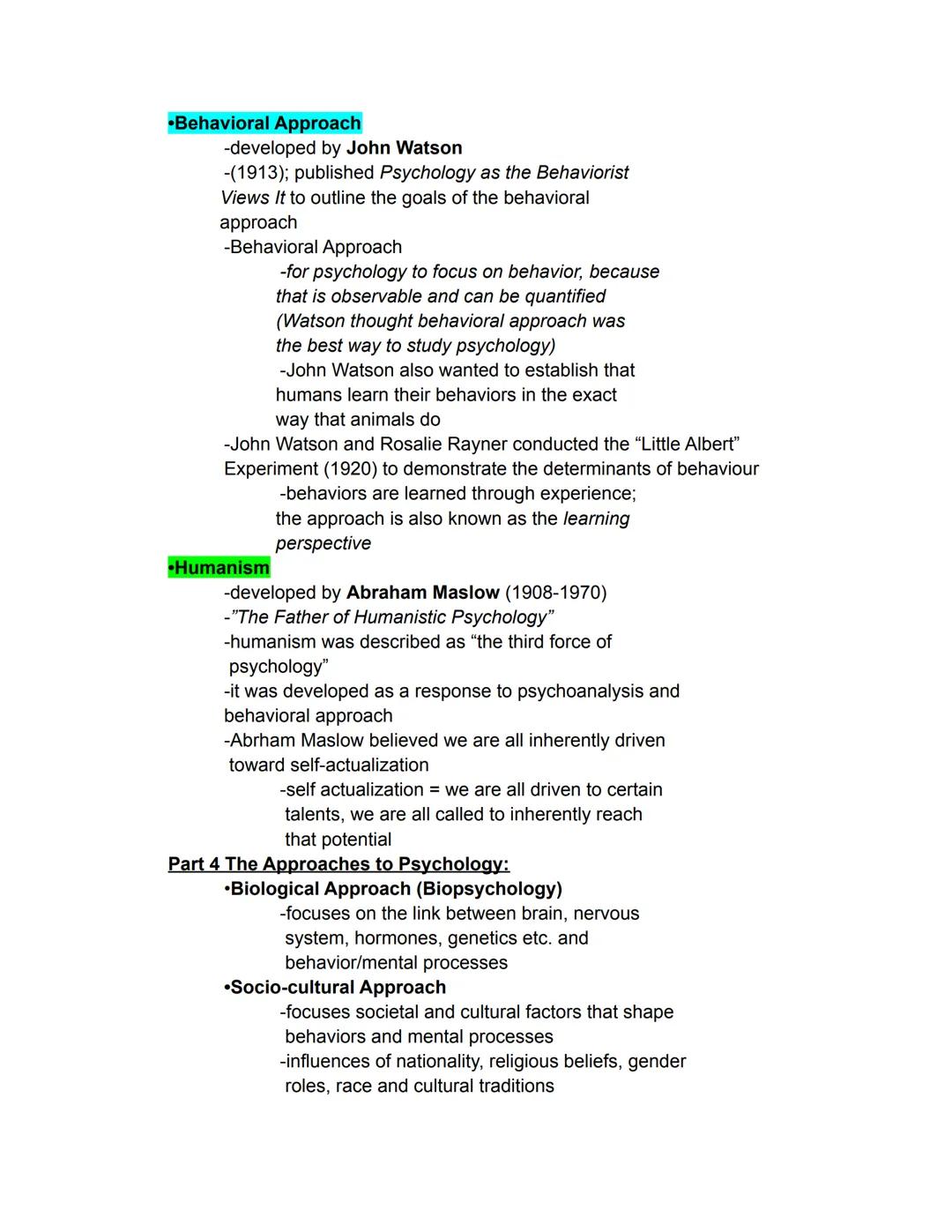 AP Psychology Unit 1 Part 1-7

Part 1: The Scientific Foundations of Psychology:
•psychology- the scientific study of behavior and
mental pr