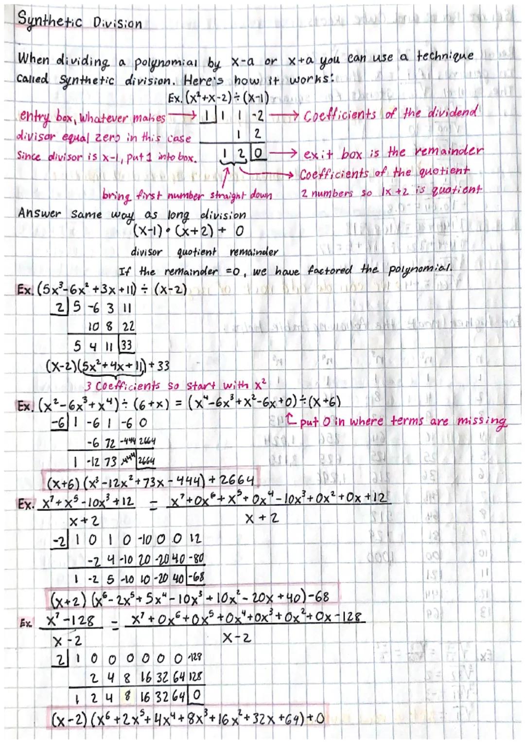 # Synthetic Division

When dividing a polynomial by x-a or xta you can use a technique
Called Synthetic division. Here's how it works!

Ex. 