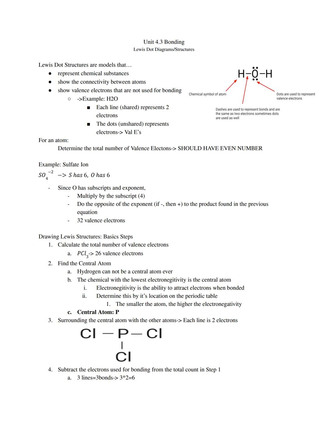 Unit 4.3 Bonding
Lewis Dot Diagrams/Structures

Lewis Dot Structures are models that...
- represent chemical substances
- show the connectiv