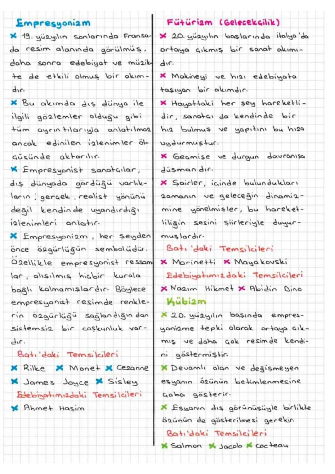# EDEBİ AKIMLAR

*   Edebiyat, resim, müzik, heykel gibi değişik sanat dalla-
rıyla ilgili olarak ortaya çıkan, belirli bir görüş ve anlayış