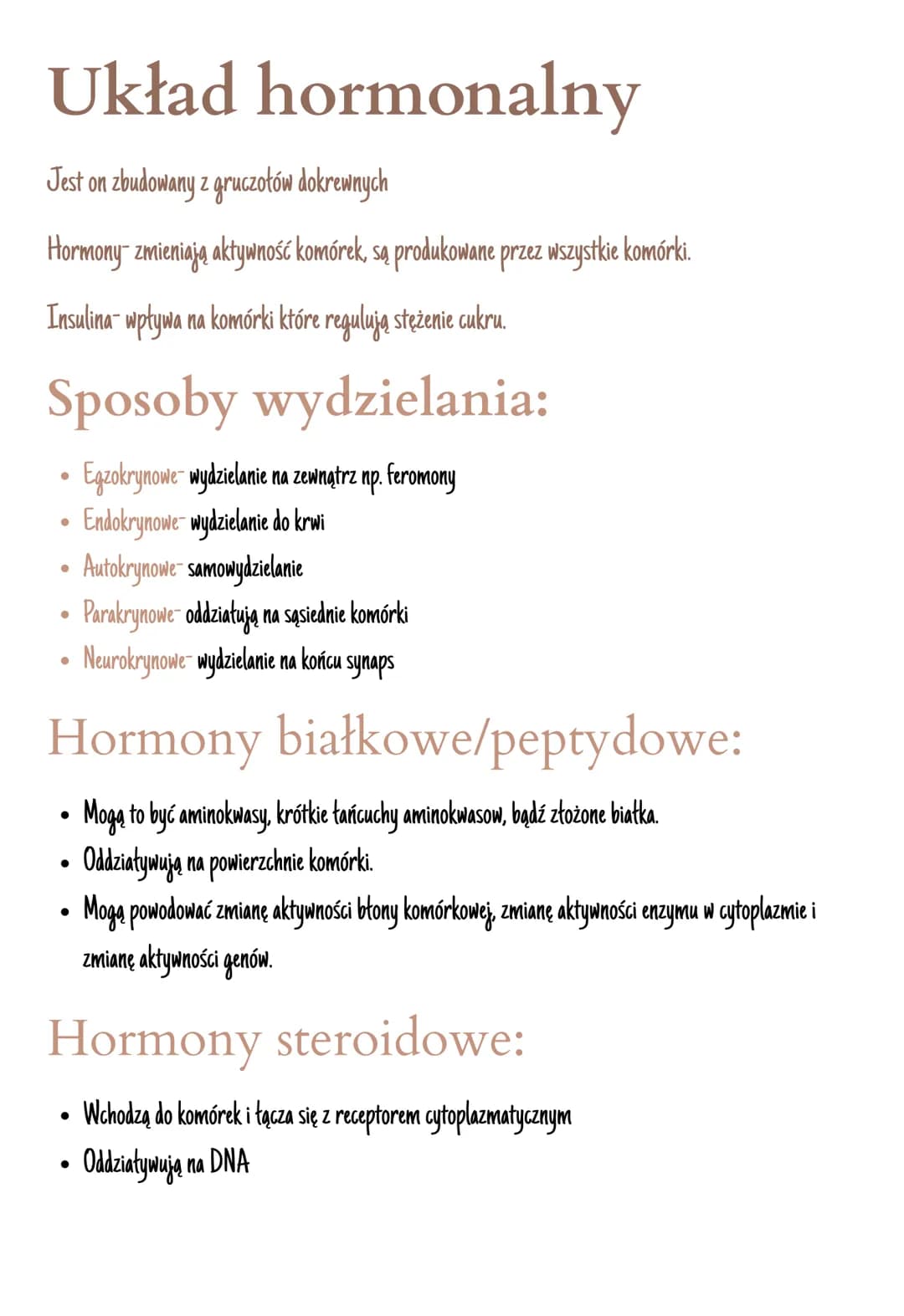# Układ hormonalny

Jest on zbudowany z gruczołów dokrewnych

Hormony zmieniają aktywność komórek, są produkowane przez wszystkie komórki.

