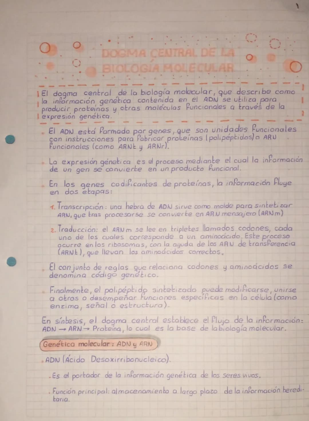 # DOGMA CENTRAL DE LA
# BIOLOGIA MOLECULAR

1 El dogma central de la biología molecular, que describe como
la información, genética contenid