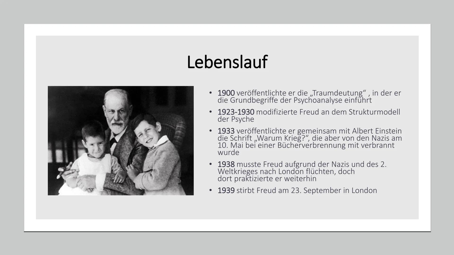 # Sigmund Freud

Wer ist Sigmund Freud; Lebenslauf; „Was hat ihn berühmt gemacht?"; Das Strukturmodell der
Psyche; Psychoanalyse; Sigmund Fr