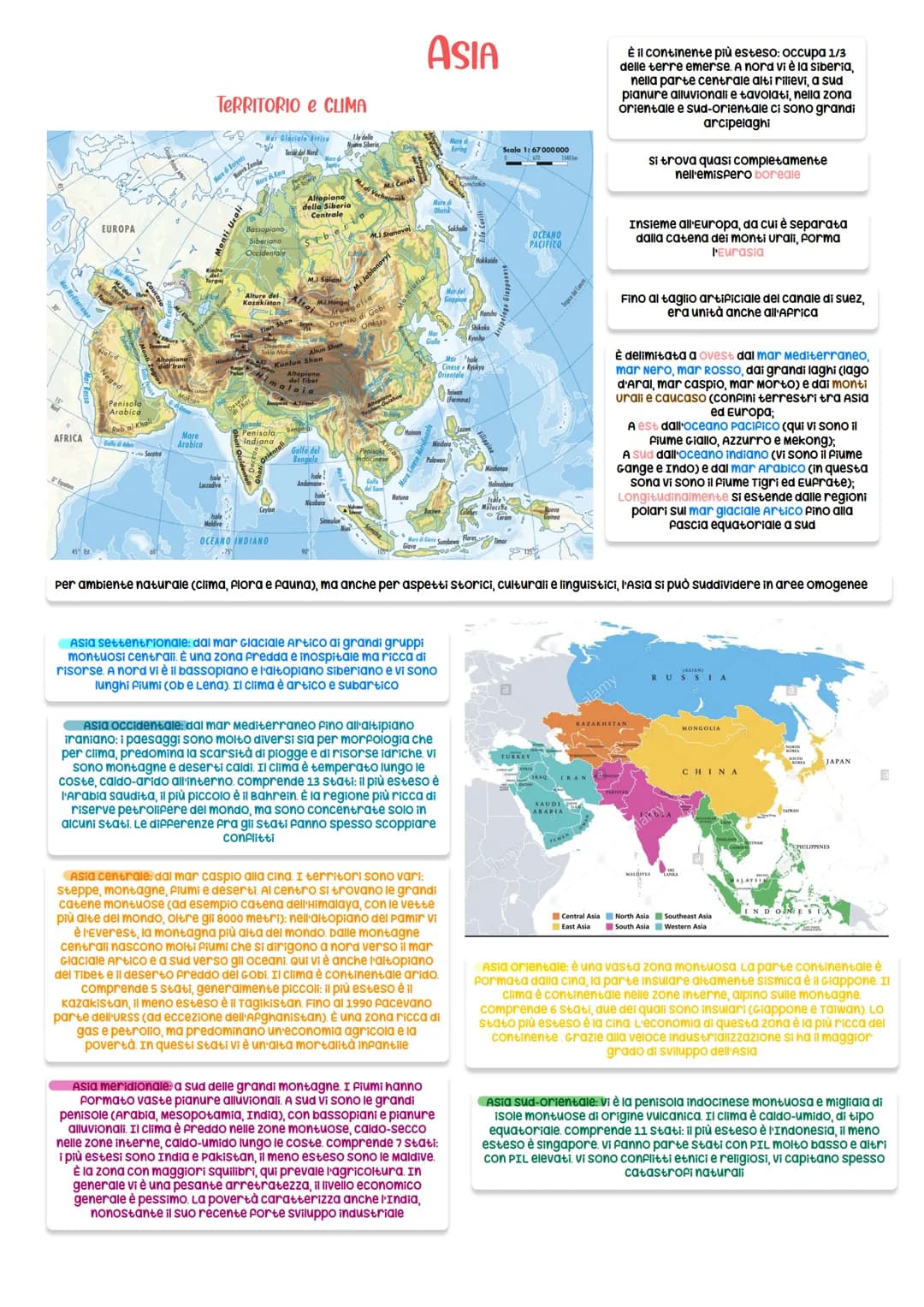 # ASIA

TERRITORIO E CLIMA

AFRICA

EUROPA

Menti Ucali

OCEANO INDIANO

Oncidento

della Siberia
Centrale

Scale 1:67000000

È il continent