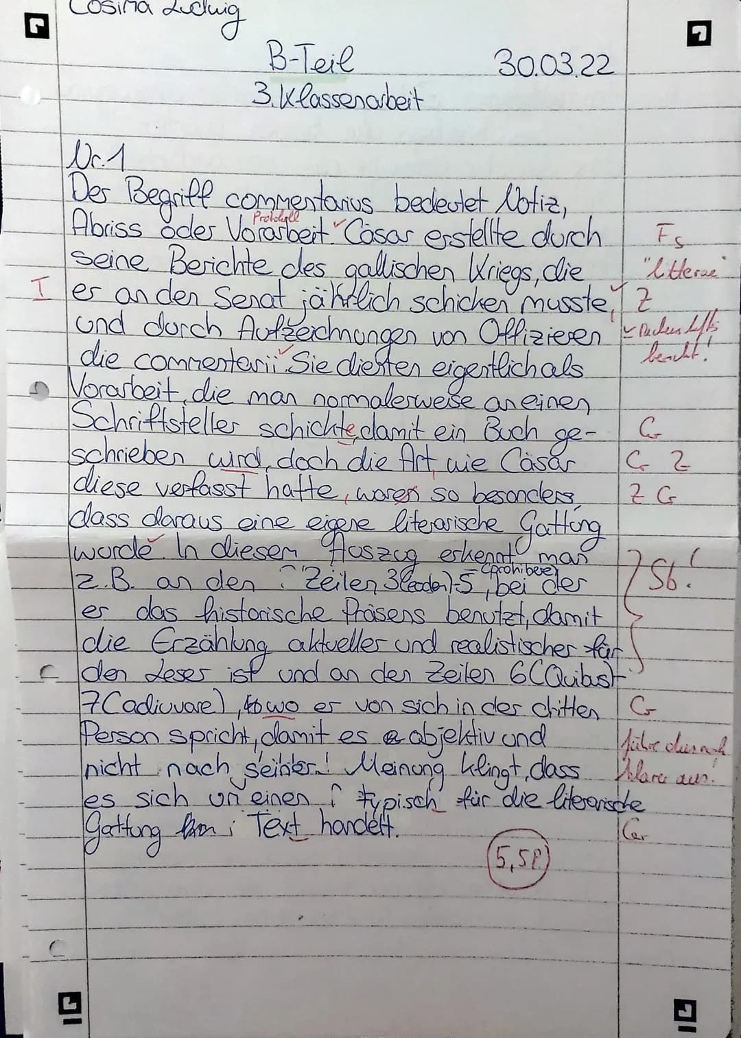 Klasse: 10

LATEIN - Klassenarbeit Nr. 3

30.03.2022

Thema: Caesar - De bello Gallico

Bene tibi!

Name: Cosima

A: ÜBERSETZUNG

(Bewertung