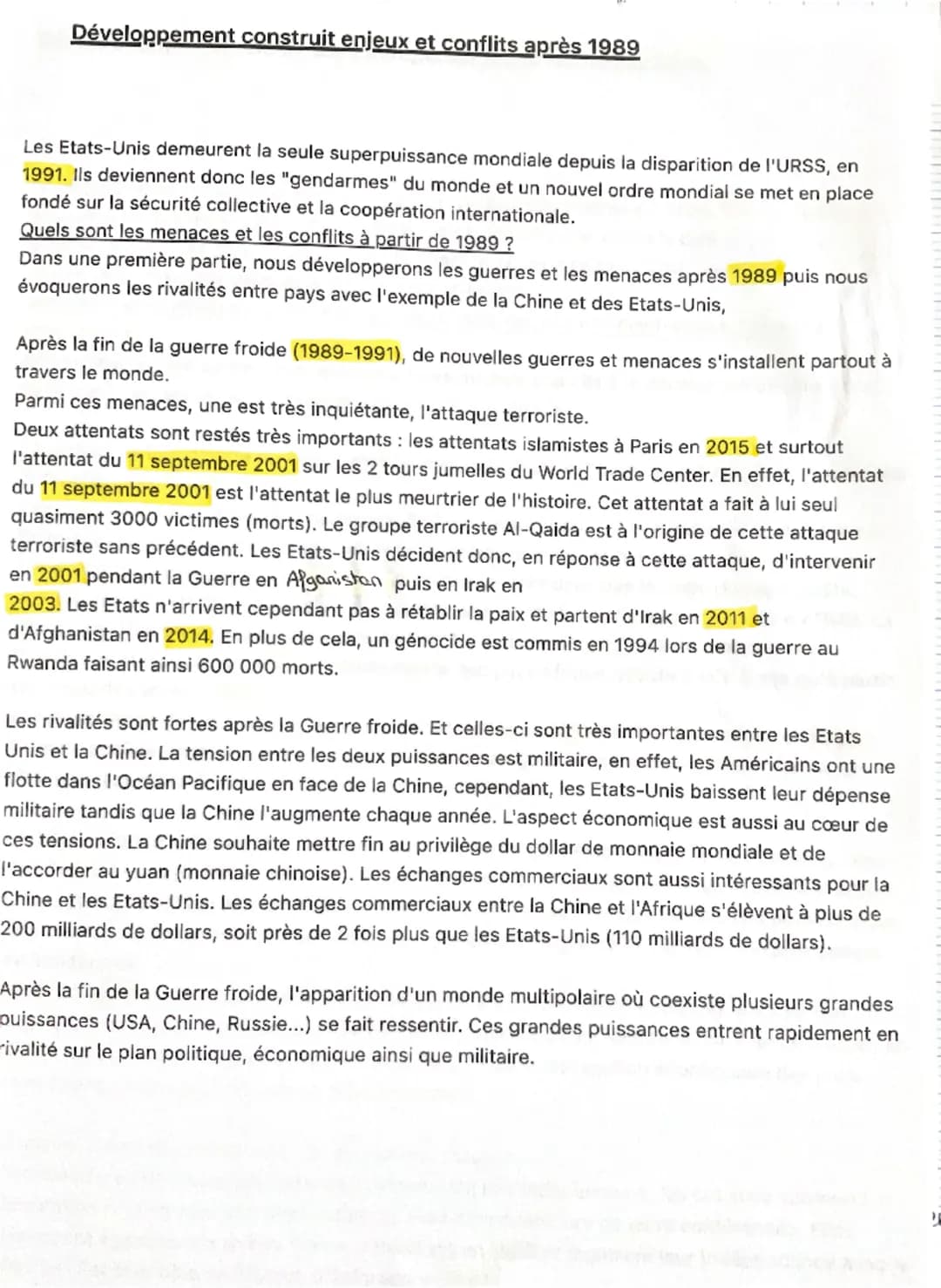 # Développement construit enjeux et conflits après 1989

Les Etats-Unis demeurent la seule superpuissance mondiale depuis la disparition de 