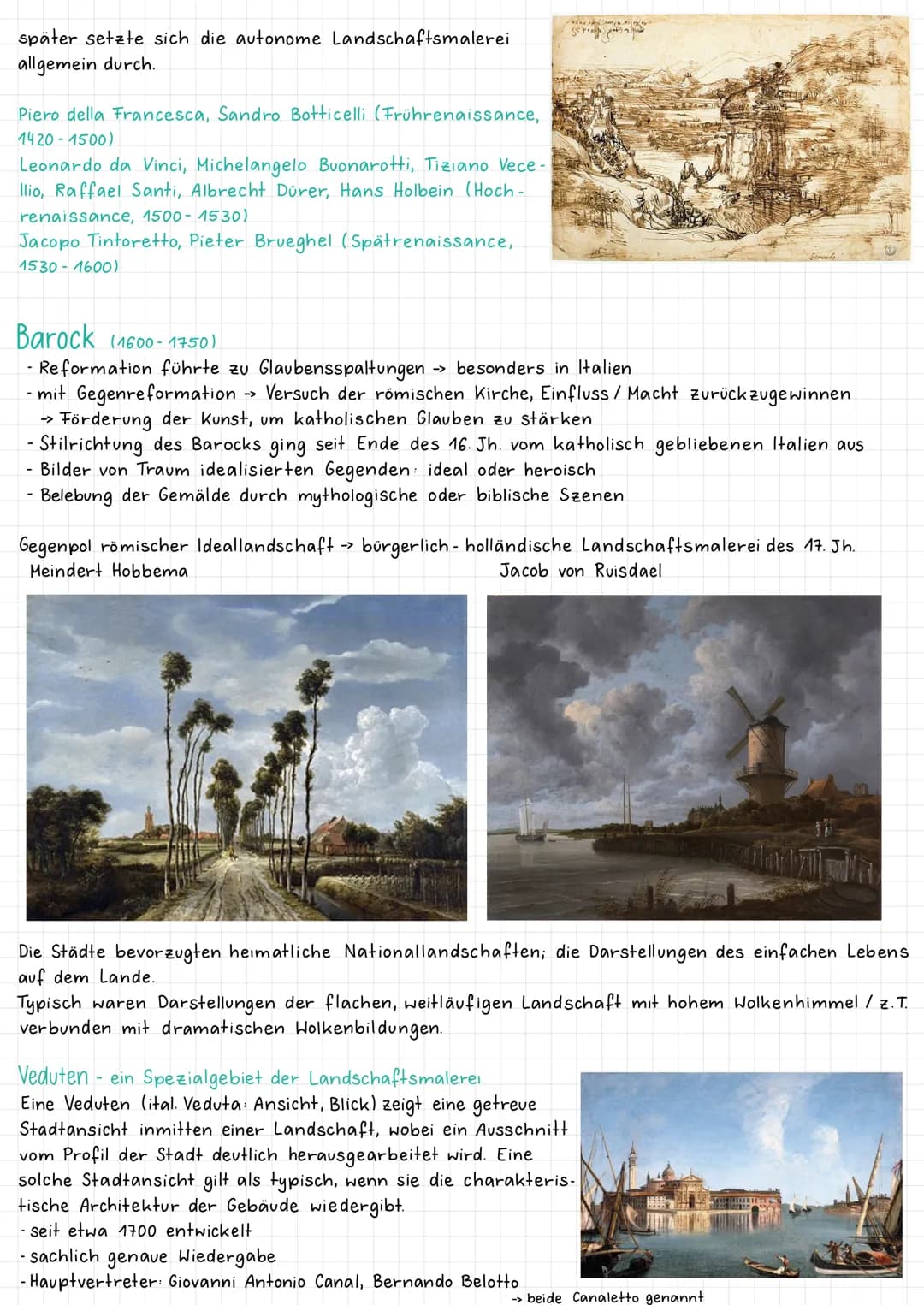 # Kunstepochen der Landschaftsmalerei

Die Antike (900v. Chr. - 500 n. Chr.)

- zentraler Aufruf Zurück zur Natur"
- Darstellung eines idyll