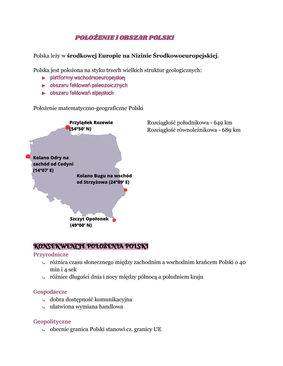 # POŁOŻENIE I OBSZAR POLSKI

Polska leży w środkowej Europie na Nizinie Środkowoeuropejskiej.

Polska jest położona na styku trzech wielkich
