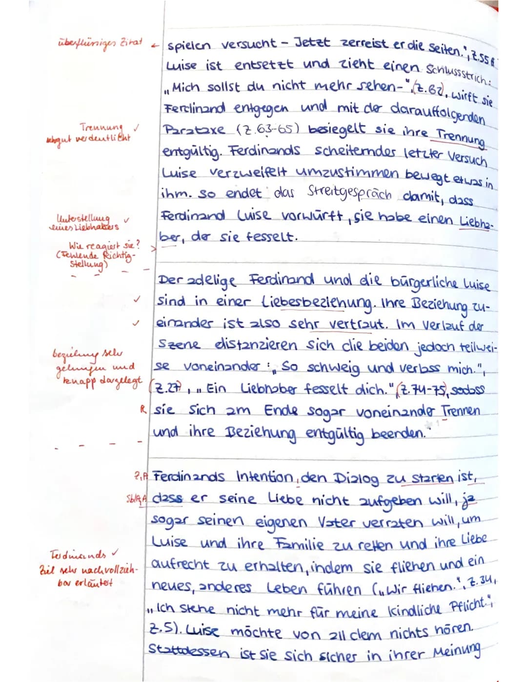 Klassenarbeit Nr. 2 - Deutsch
23.02.23

sele gelingene
Einleitung

inhaltlich
seh gute
Einordnung
✓

Streit
Ort
✓


Ferdinands Liebe v
Szene