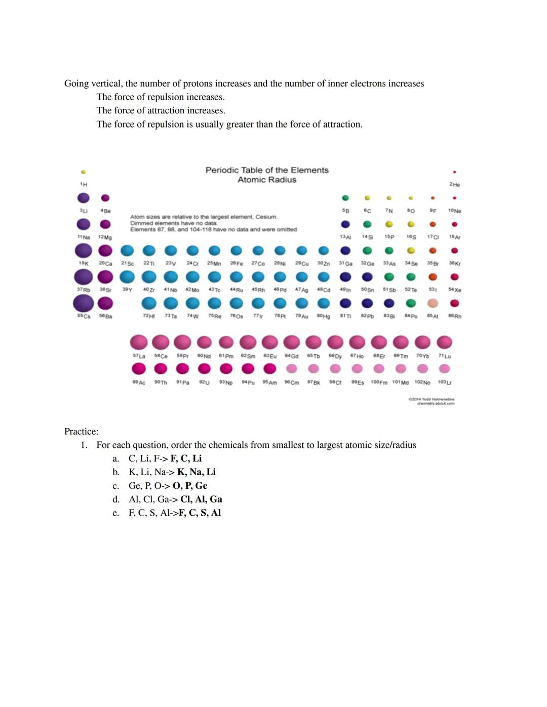 Unit 3.3: Periodic Table
Atomic Radius & lonization Energy

Valence Electrons:
*   Electrons in the highest (outermost) energy level are cal