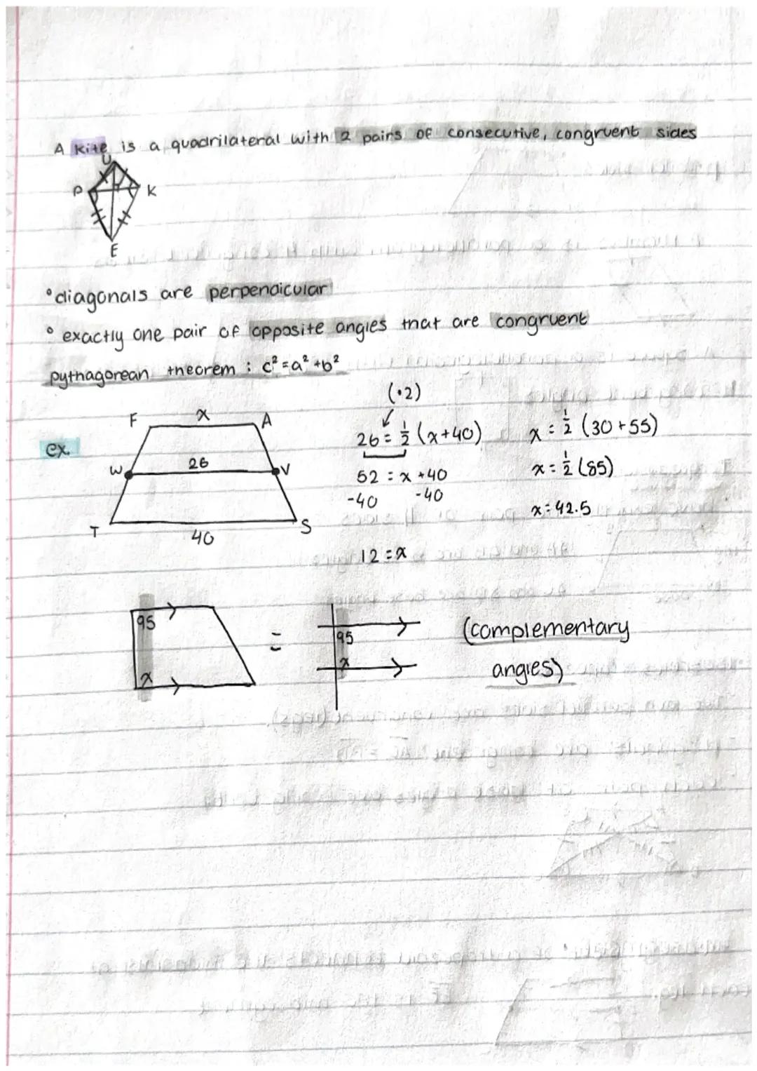 A trapezoid is a quagrilateral with exactly one pair of
parallel siaes

A rnombus is a parallelogram with 14 congruent sides.

A square is a