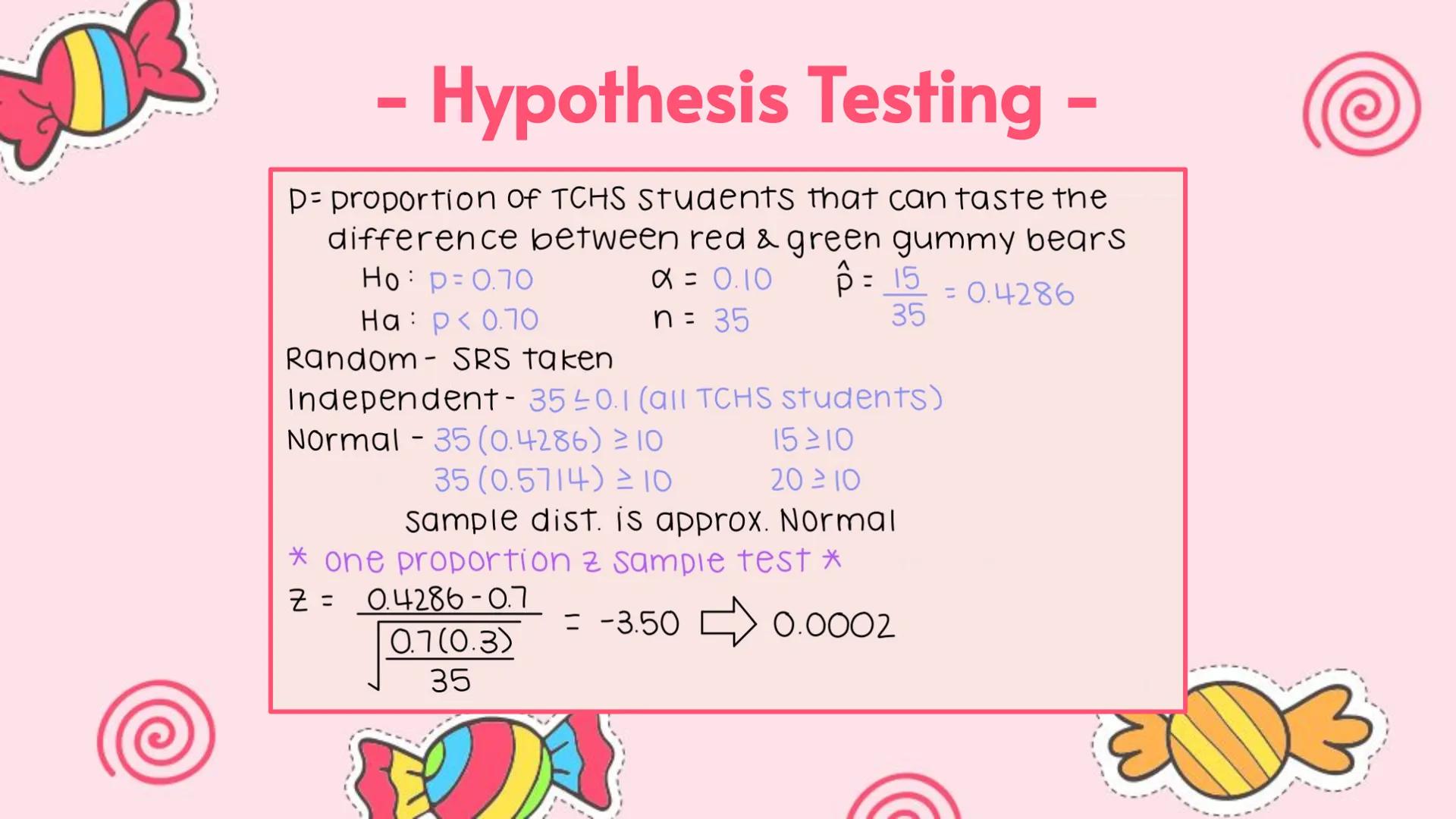 # Hypothesis Testing

Blind Taste Test

AP Statistics # Gummy Bear Test - Intro!

Target Audience: all high school students
Total Respondent