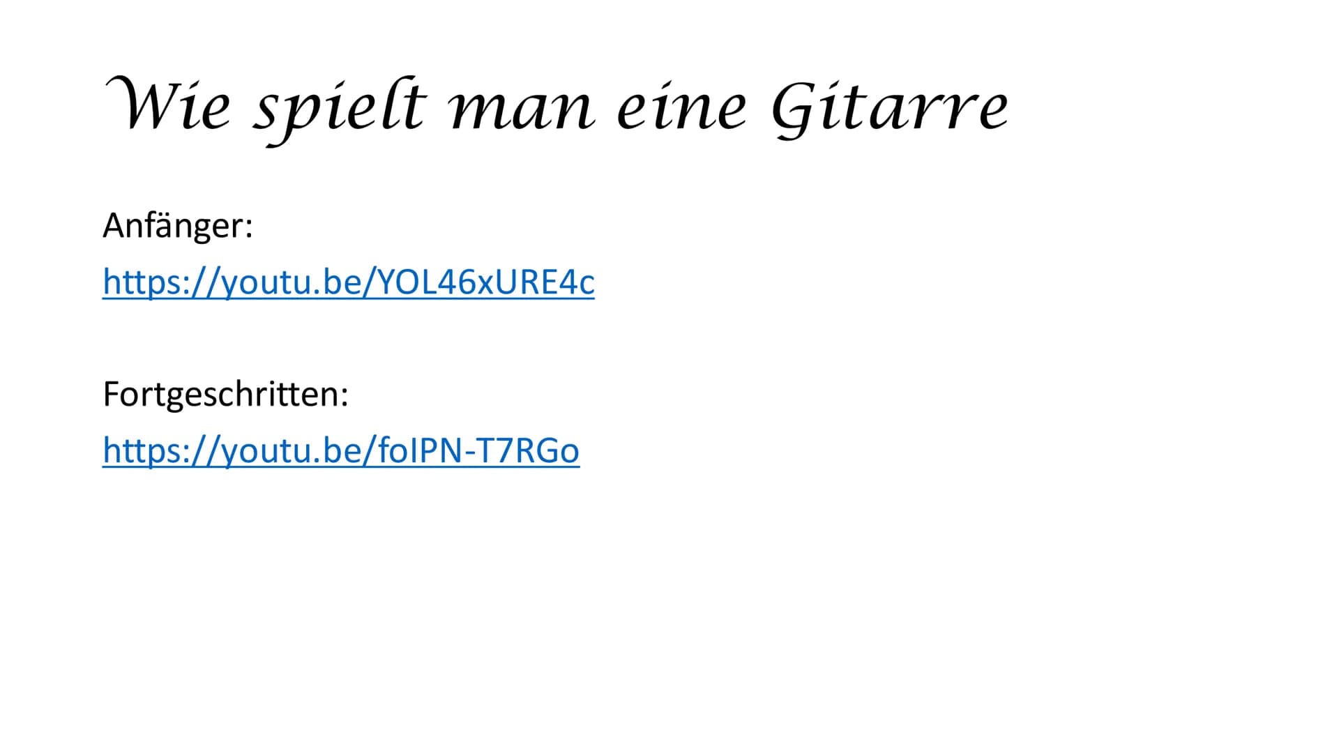 Gitarren # Inhalt

*   Geschichte
*   Arten von Gitarren und deren Unterschiede
*   Funktion
*   Wie Spielt man eine Gitarre?
*   Quiz # All