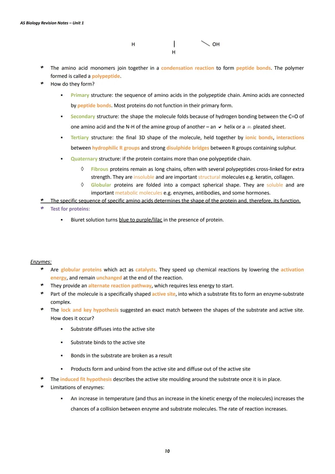 AS Biology Revision Notes - Unit 1

Topic 1: Lifestyle, Health, and Risk

Water:
* Water molecules are non-linear and polar molecules becaus