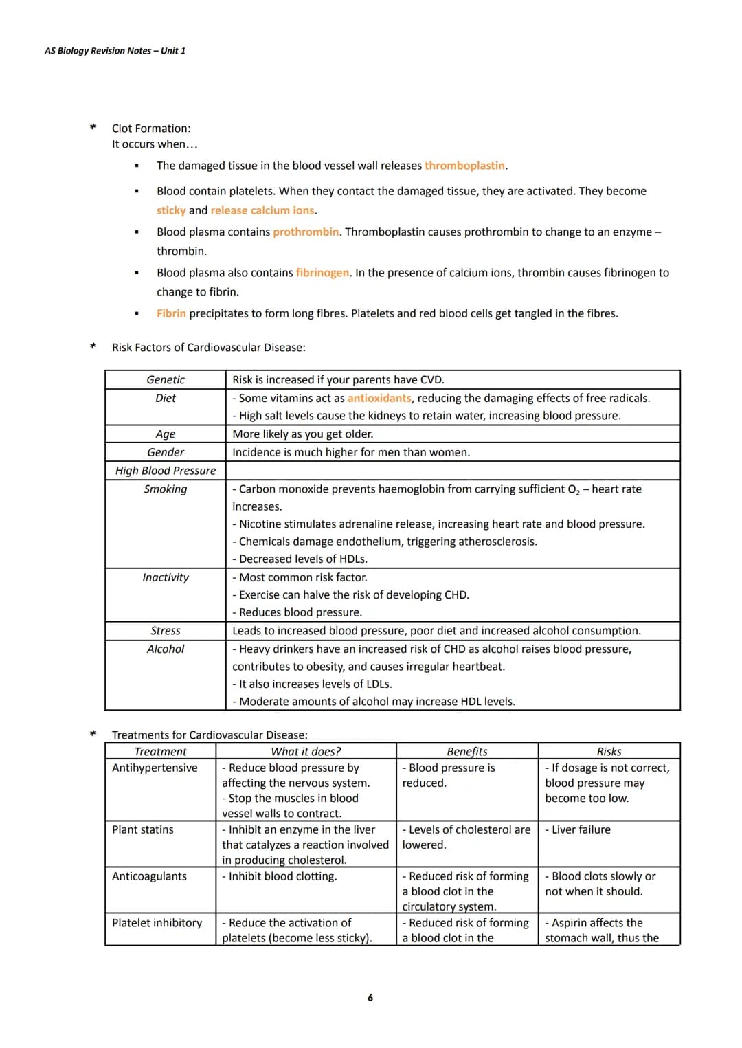 AS Biology Revision Notes - Unit 1

Topic 1: Lifestyle, Health, and Risk

Water:
* Water molecules are non-linear and polar molecules becaus