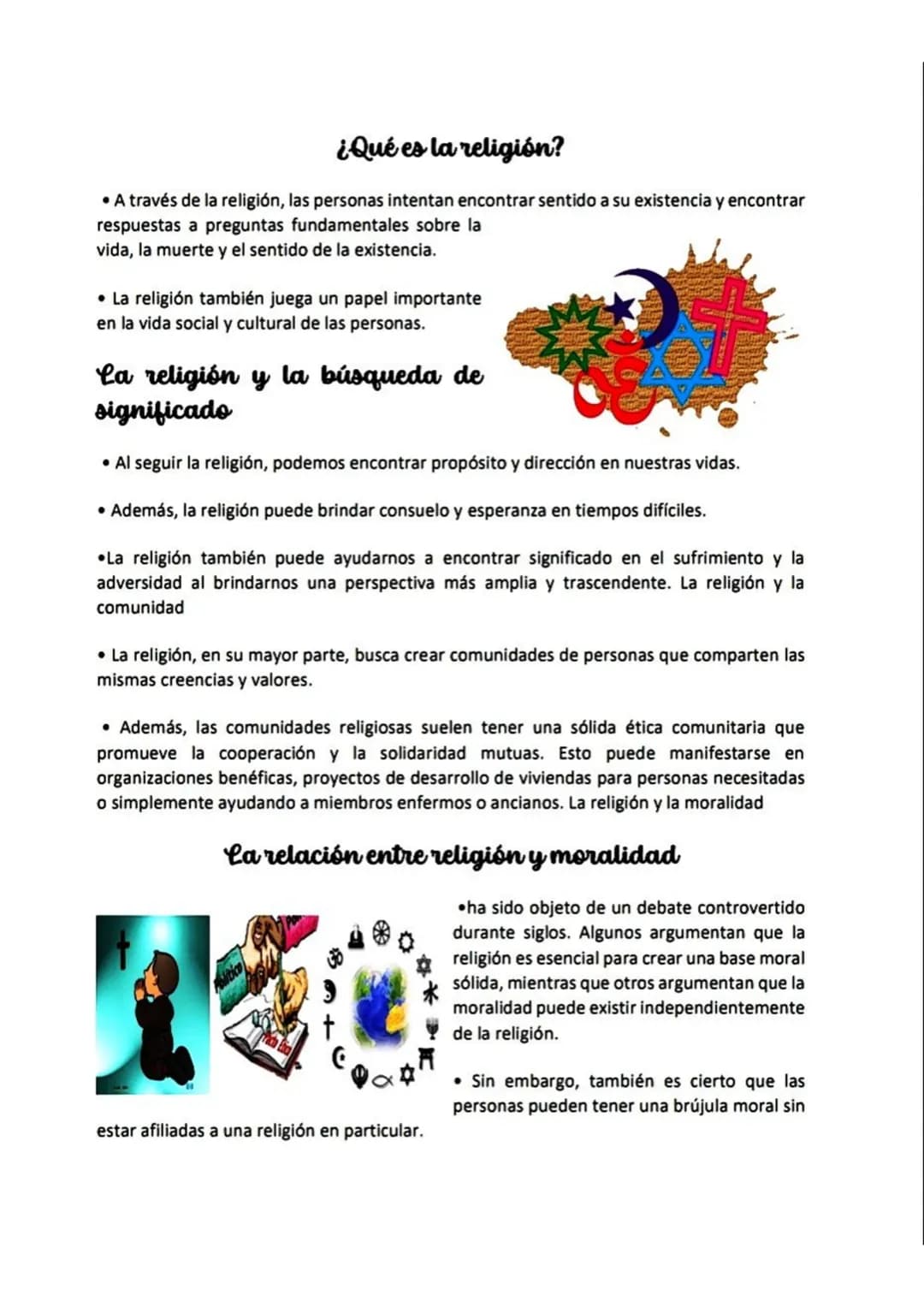 # ¿Qué es la religión?

• A través de la religión, las personas intentan encontrar sentido a su existencia y encontrar
respuestas a pregunta
