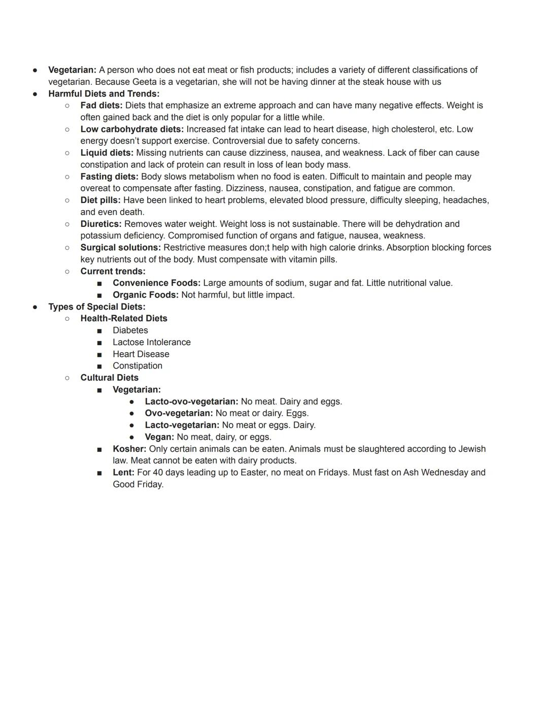 - Nutrition: The process in which the body uses food for the maintenance of life, growth, normal functioning of
organs and tissue, productio