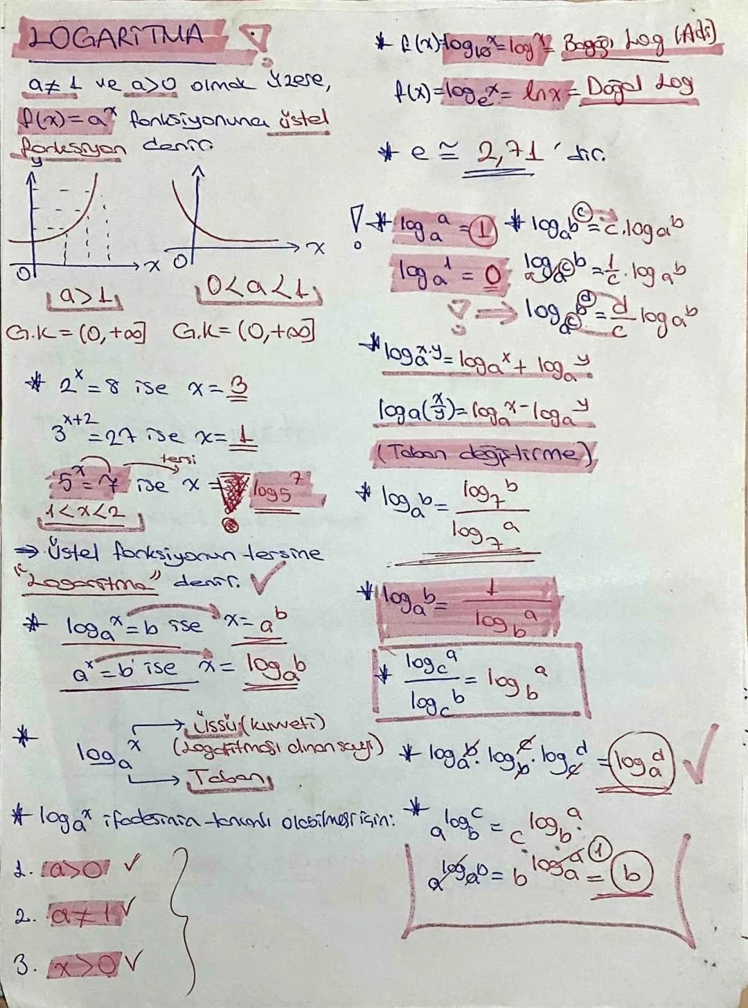 LOGARITMA

e
a≠ 1 ve a>0 olmak üzere,
f(x)=ax fonksiyonuna üstel
Ponksiyon denia

*(x)-Hoge = log Bogo Log (Ad)
f(x)=logx = lnx = Doğal Log
